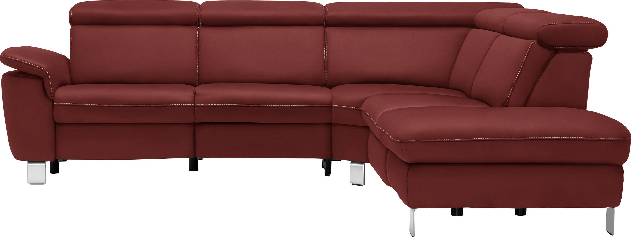 ECKSOFA in Flachgewebe Bordeaux  - Bordeaux/Beige, Design, Textil/Metall (271/239cm) - Cantus