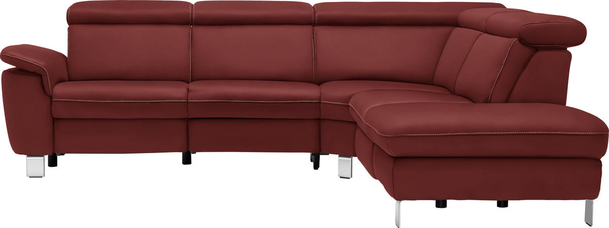 ECKSOFA in Flachgewebe Bordeaux  - Bordeaux/Beige, Design, Textil/Metall (271/239cm) - Cantus
