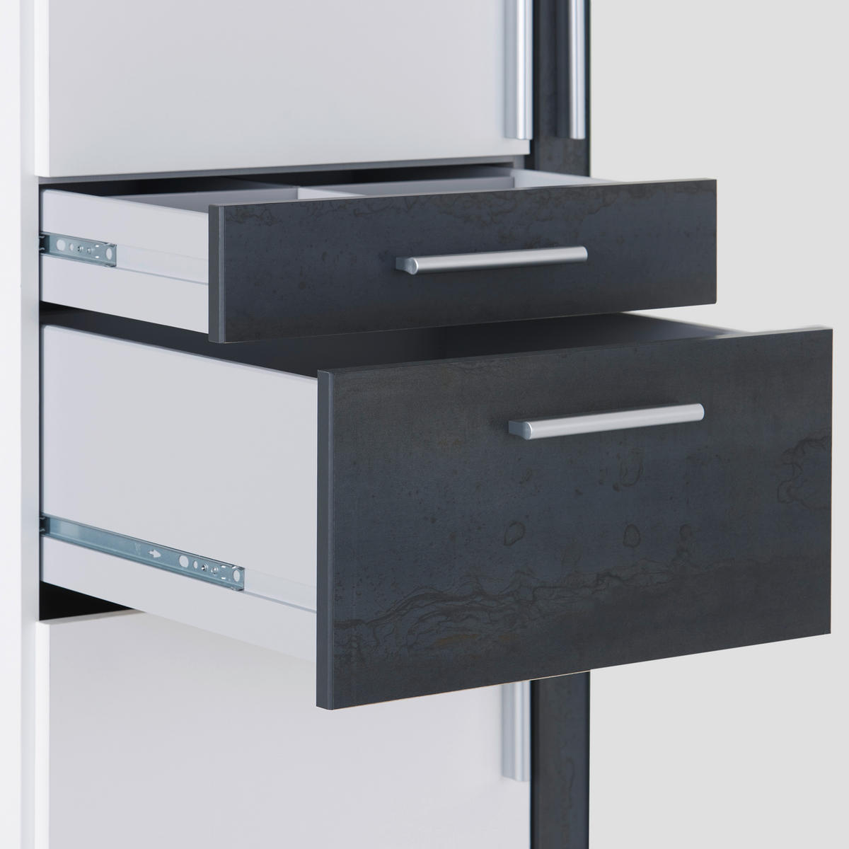 KLEIDERSCHRANK in Graphitfarben, Grau, Weiss  - Weiss/Silberfarben, Modern, Holzwerkstoff/Kunststoff (135/199/58cm) - MID.YOU