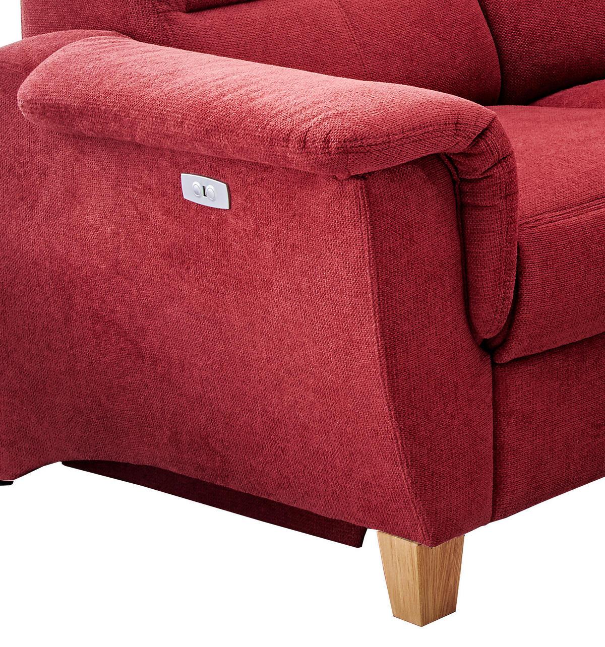 ECKSOFA  in Struktur Rot  186/237 cm  - Wildeiche/Rot, KONVENTIONELL, Holz/Textil (186/237cm) - Livetastic