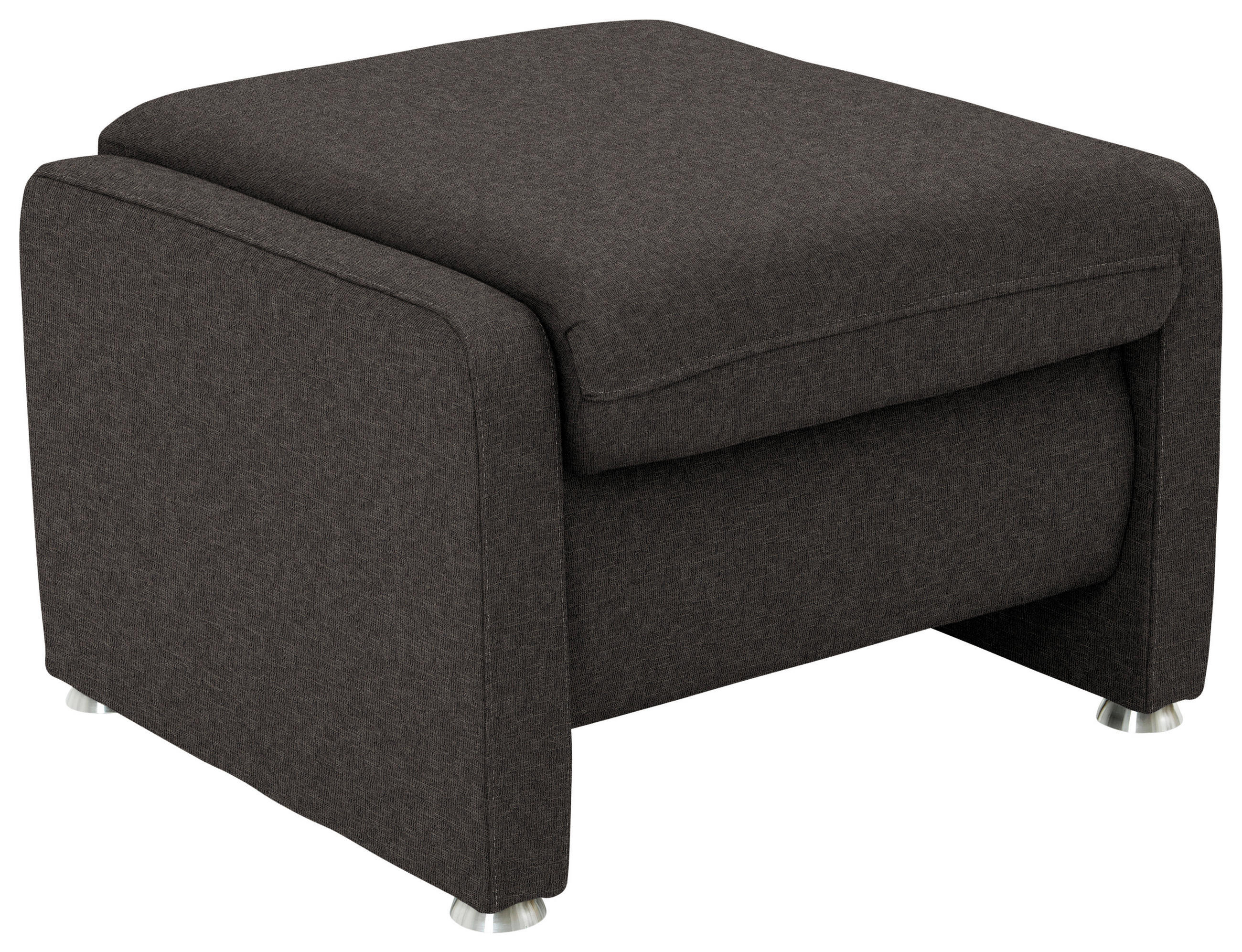 HOCKER Textil Dunkelbraun  - Dunkelbraun/Alufarben, Konventionell, Textil/Metall (67/44/58cm) - Beldomo Comfort
