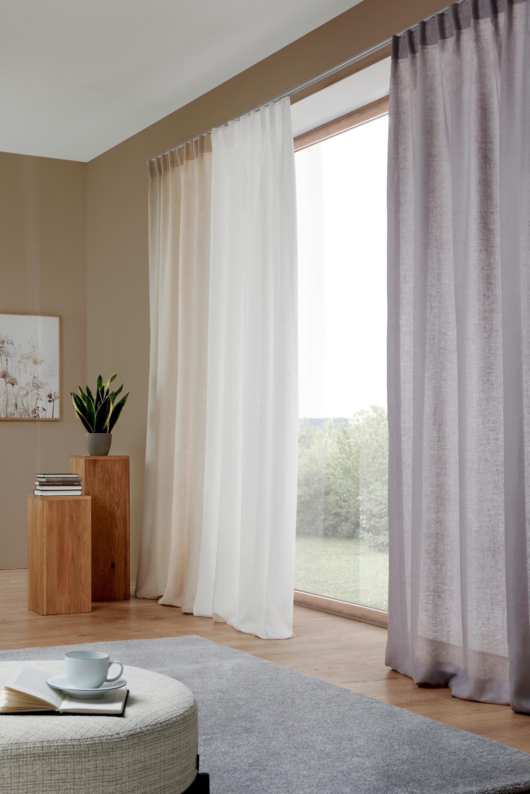 DEKOSTOFF per lfm halbtransparent  - Grau, Basics, Textil (140cm) - Esposa
