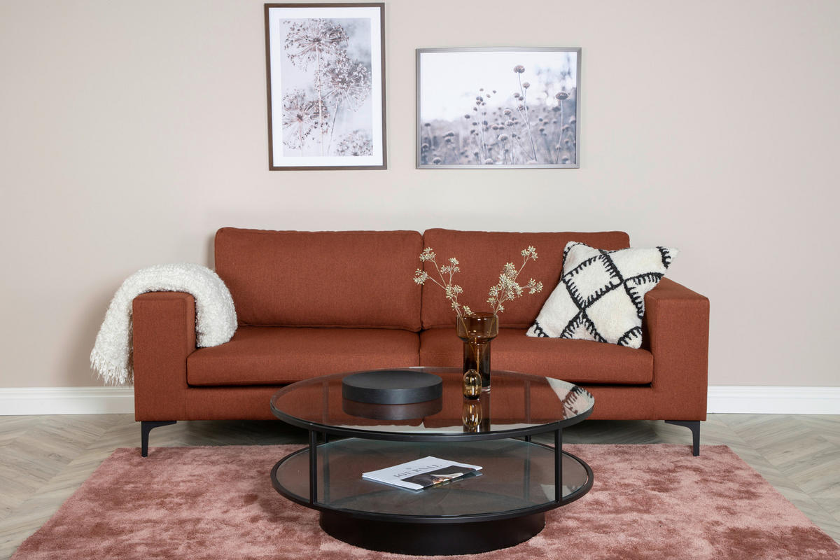 2-SITZER-SOFA Schwarz, Rostfarben  - Rostfarben/Schwarz, Design, Kunststoff/Textil (215/84/88cm) - Livetastic
