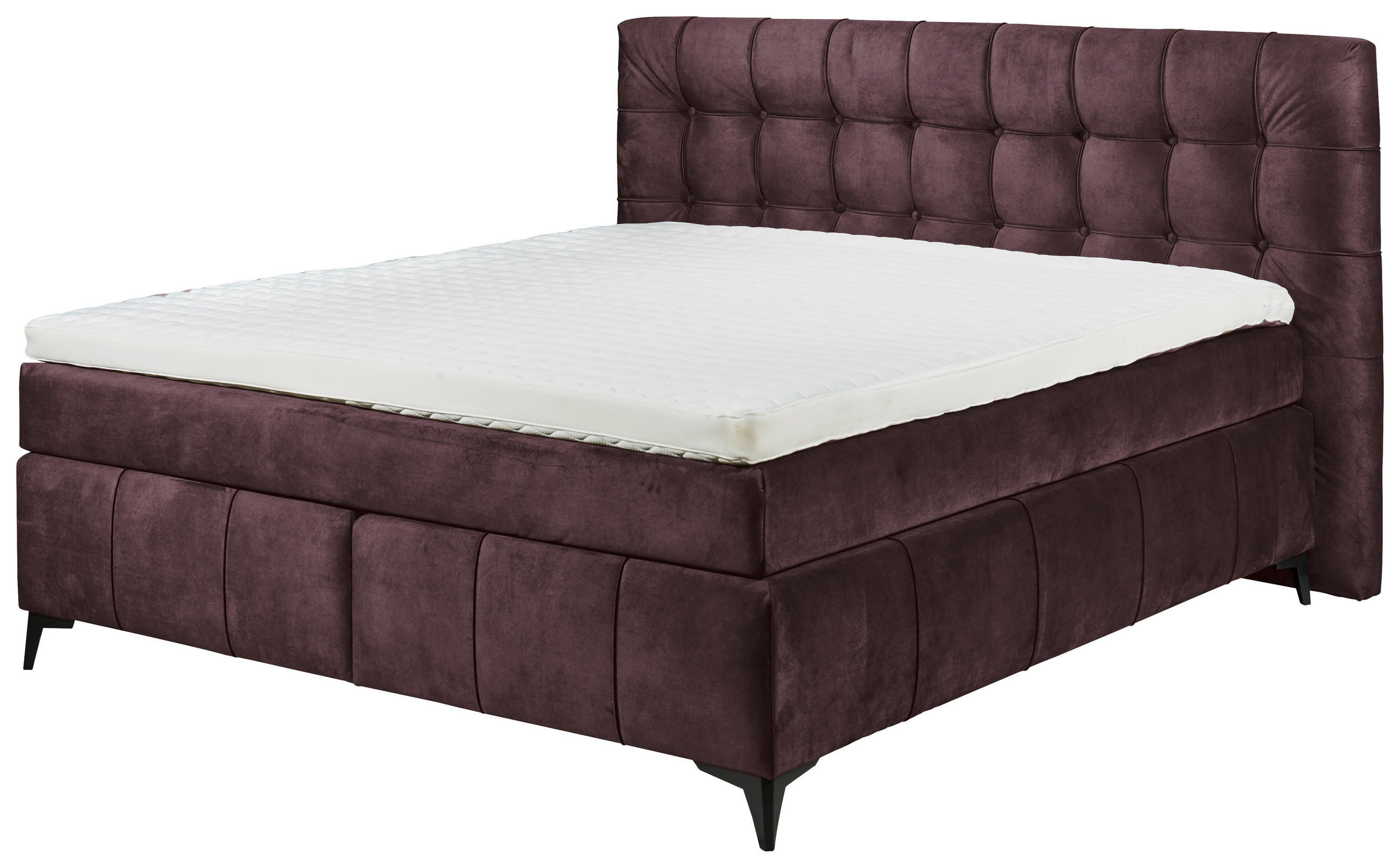 BOXSPRINGBETT 180/200 cm  in Aubergine  - Aubergine/Schwarz, Konventionell, Kunststoff/Textil (180/200cm) - Modante