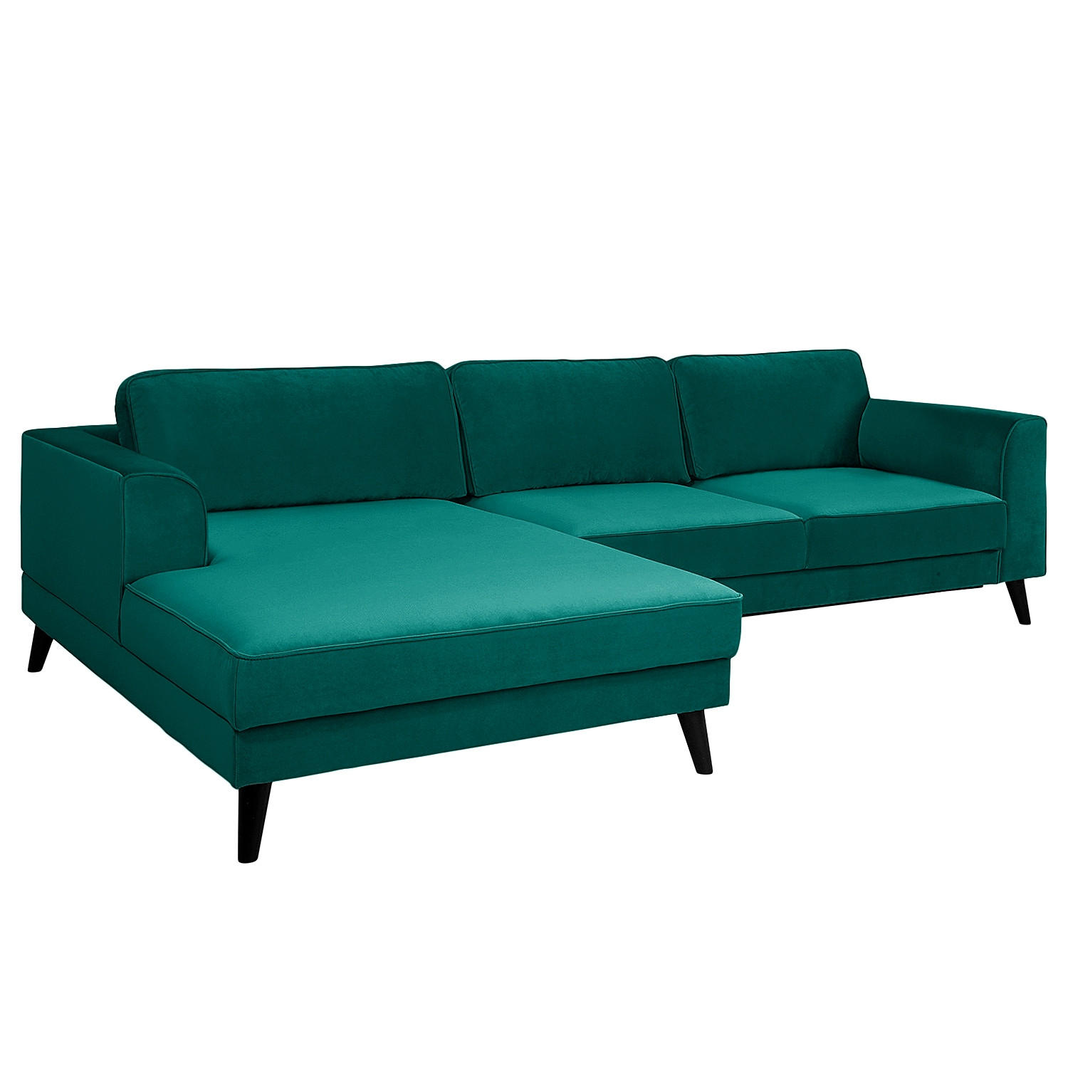 ECKSOFA in Samt, Velours Petrol  - Wengefarben/Petrol, Modern, Holz/Textil (280/85/167cm) - Trendmanufaktur
