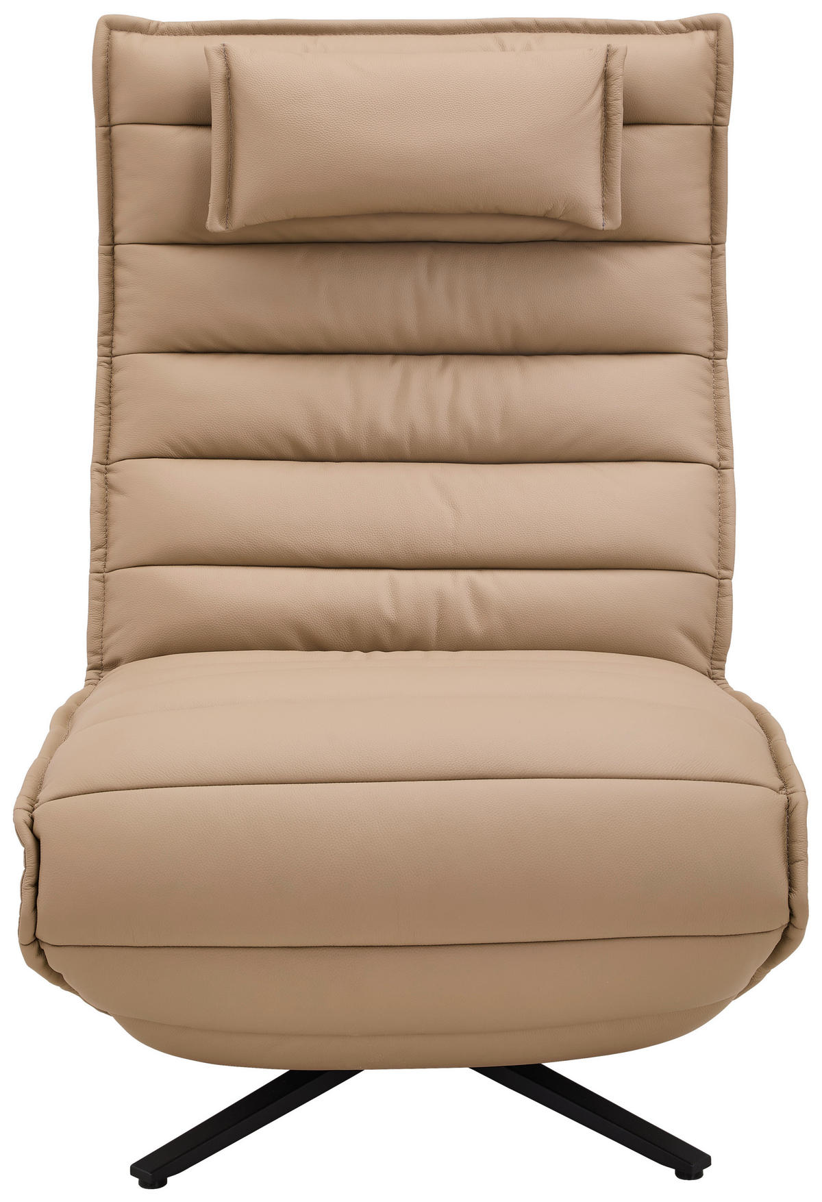 RELAXSESSEL Lederlook Echtleder Relaxfunktion, Fußteilverstellung, Nackenkissen    - Taupe/Schwarz, Design, Leder/Textil (68/108/84cm) - Stylife