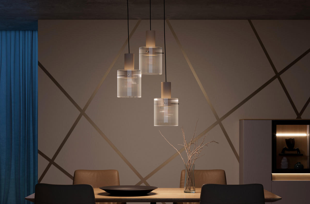 HÄNGLAMPA 48/150 cm  - beige/transparent, Klassisk, metall/glas (48/150cm) - Dieter Knoll