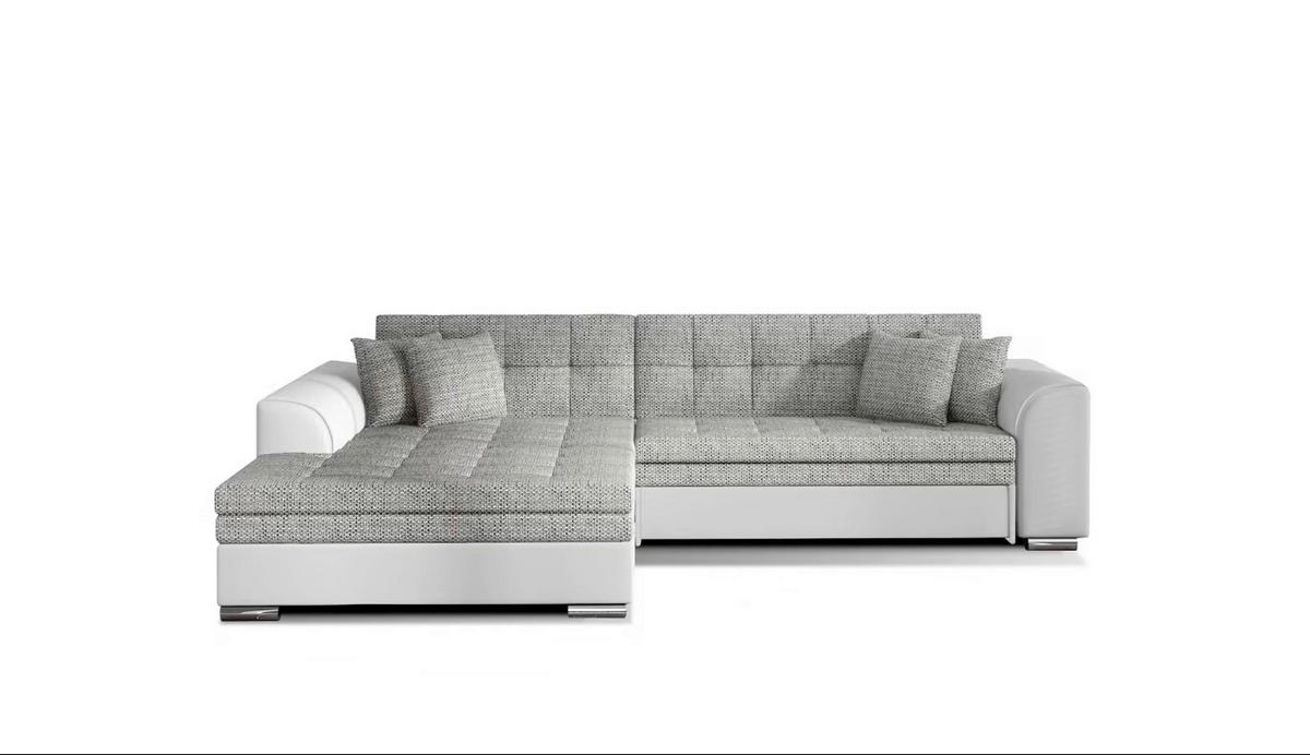 ECKSOFA  Grau, Weiß Webstoff  - Chromfarben/Weiß, Design, Kunststoff/Textil (194/296cm) - MID.YOU