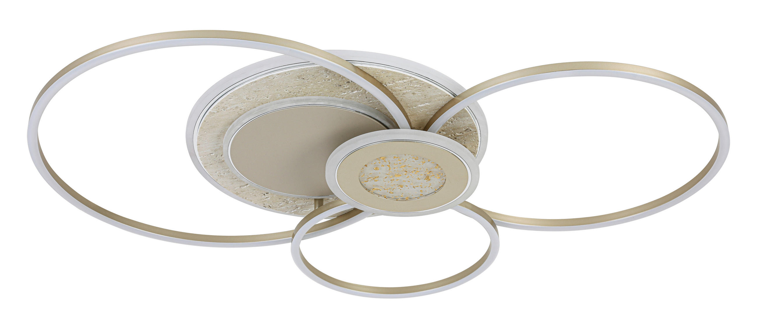 LED-DECKENLEUCHTE 40 W    90/63/8,5 cm  - Sandfarben/Chromfarben, Design, Kunststoff/Stein (90/63/8,5cm) - Novel