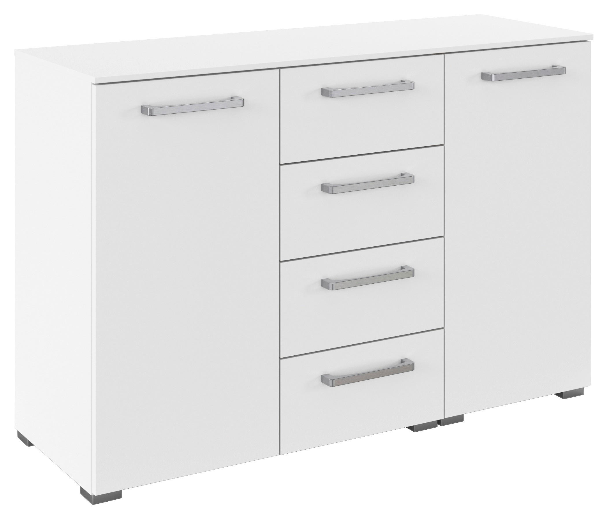 KOMMODE , 120/81/42 cm, 4 Schublade(n)  - Edelstahlfarben/Alufarben, Basics, Holzwerkstoff/Kunststoff (120/81/42cm) - Xora
