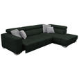 ECKSOFA in Chenille Schwarz  - Chromfarben/Schwarz, Design, Textil (301/207cm) - Xora