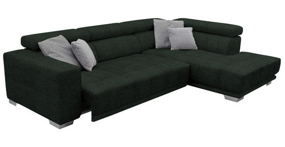 ECKSOFA in Chenille Schwarz  - Chromfarben/Schwarz, Design, Textil (301/207cm) - Xora