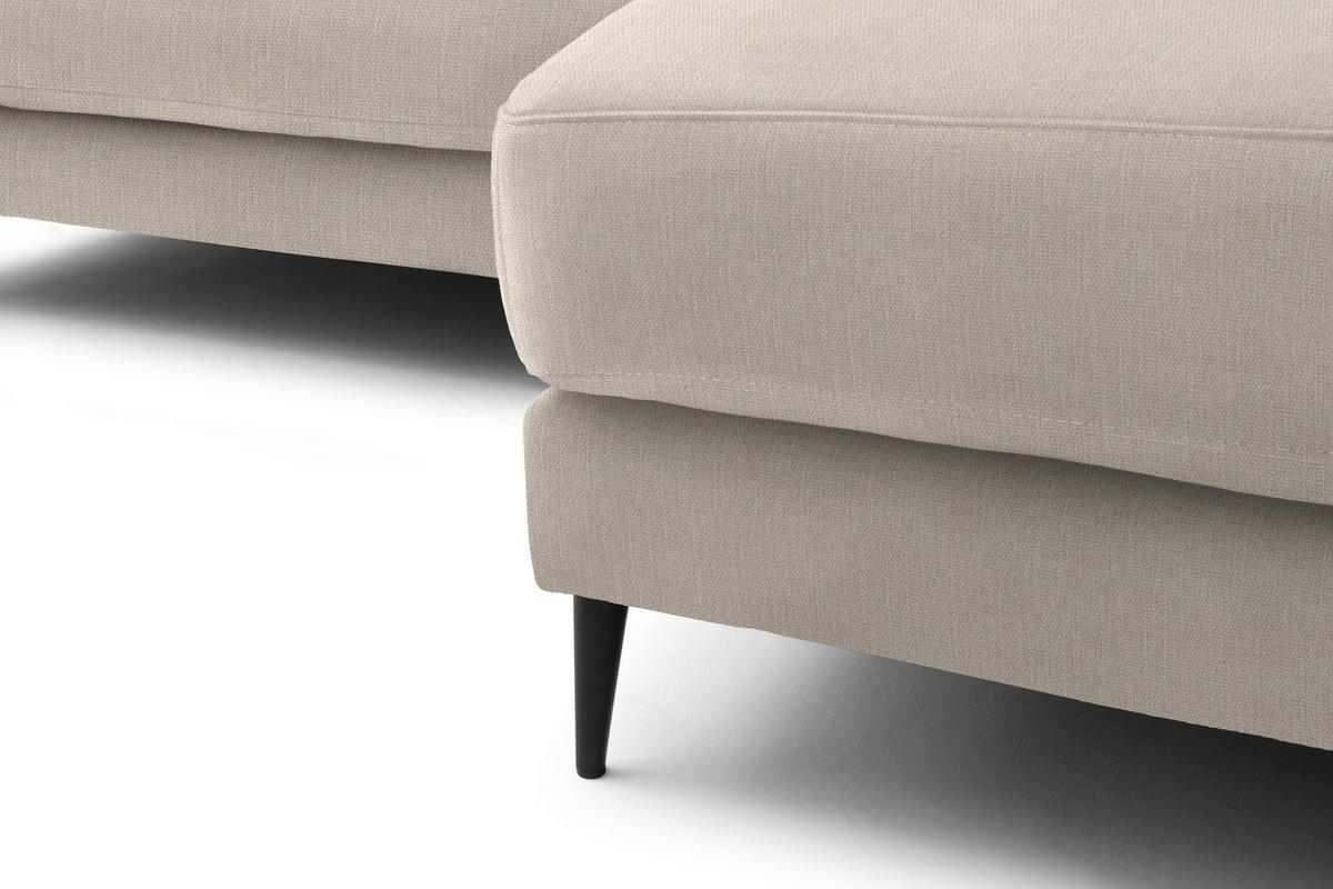 ECKSOFA in Flachgewebe Beige  253/177 cm  - Beige/Schwarz, Design, Textil/Metall (253/177cm) - Dieter Knoll
