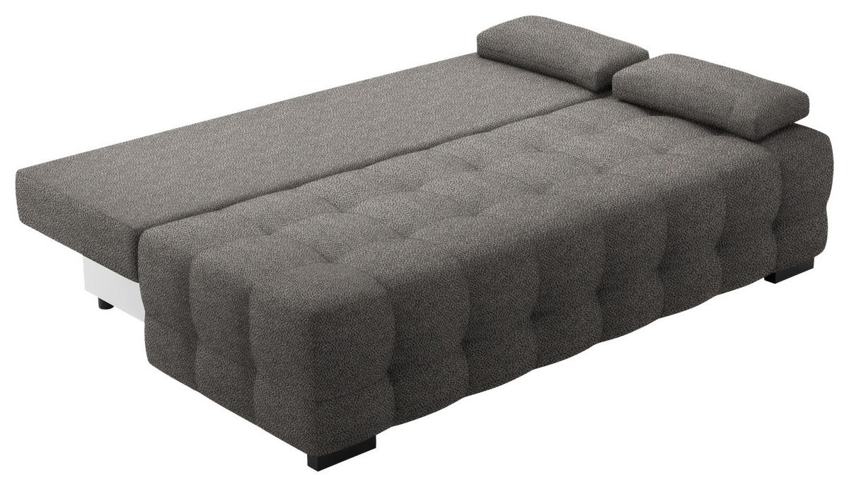SCHLAFSOFA in Chenille, Plüsch Dunkelgrau  - Dunkelgrau/Schwarz, KONVENTIONELL, Kunststoff/Textil (209/96/100cm) - Stylife