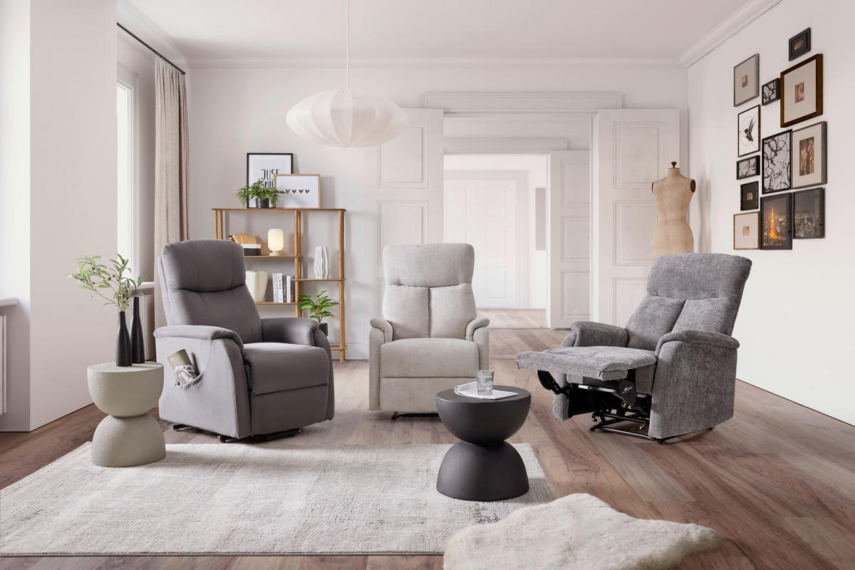 RELAXFÅTÖLJ i metall, plast, textil grå  - grå, Klassisk, metall/textil (73/110/94cm) - Hom`in