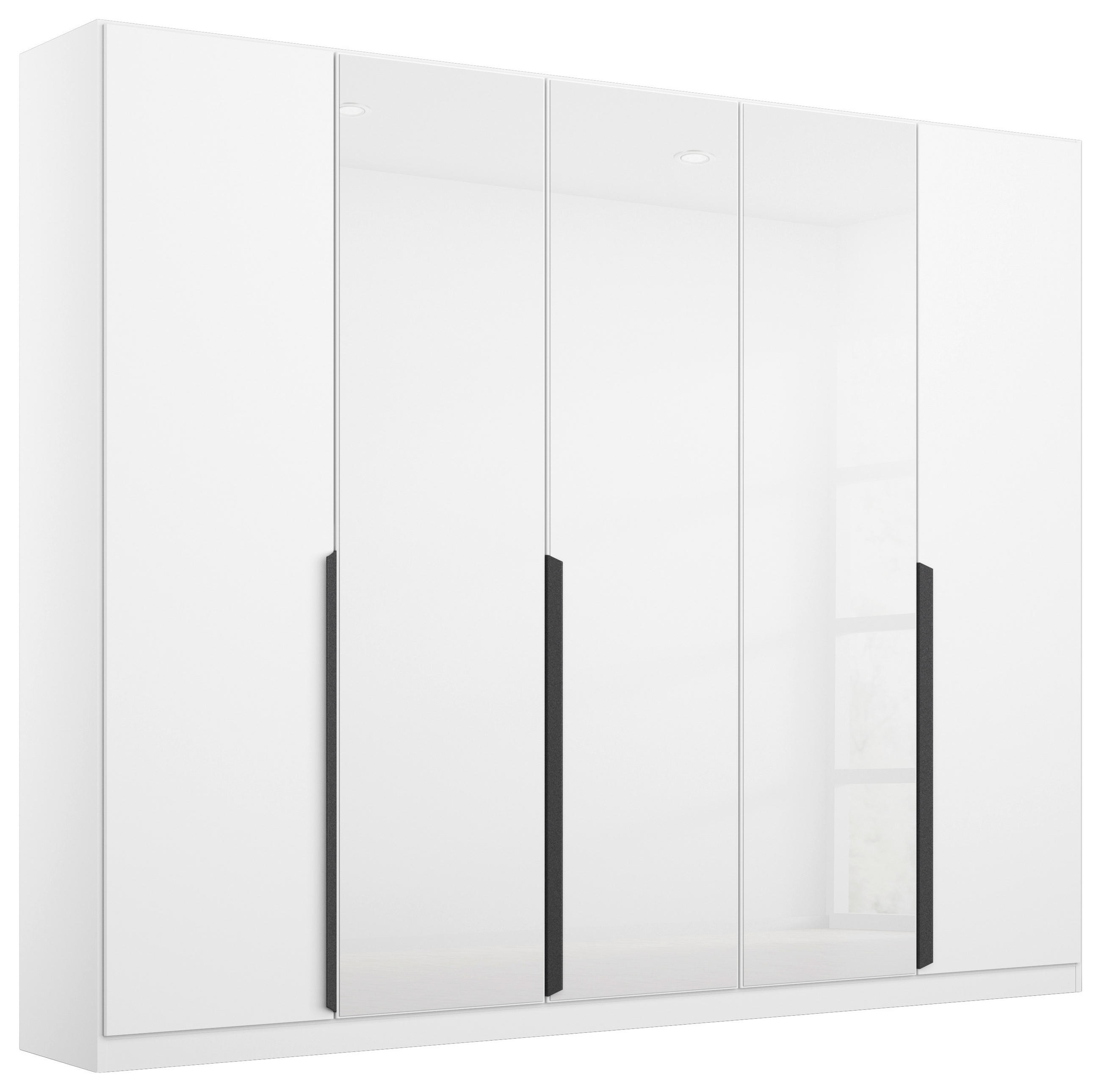 DREHTÜRENSCHRANK 225/210/54 cm,  in Weiß, Weiß Hochglanz, 5 Tür(en)  - Weiß Hochglanz/Weiß, MODERN, Glas/Holzwerkstoff (225/210/54cm) - Rauch Möbel