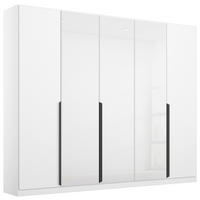 DREHTÜRENSCHRANK 225/210/54 cm,  in Weiß, Weiß Hochglanz, 5 Tür(en)  - Weiß Hochglanz/Weiß, MODERN, Glas/Holzwerkstoff (225/210/54cm) - Rauch Möbel