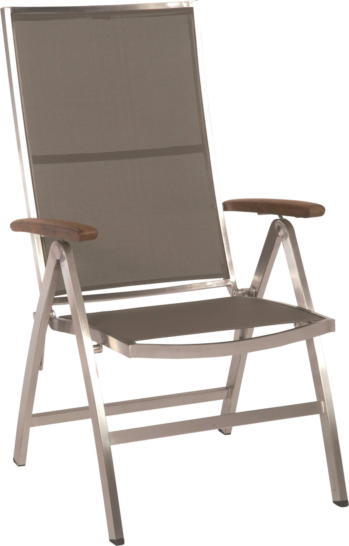 GARTENKLAPPSESSEL Edelstahl Taupe, Edelstahlfarben, Teakfarben  - Taupe/Edelstahlfarben, Basics, Holz/Textil (60/110/69cm) - Stern