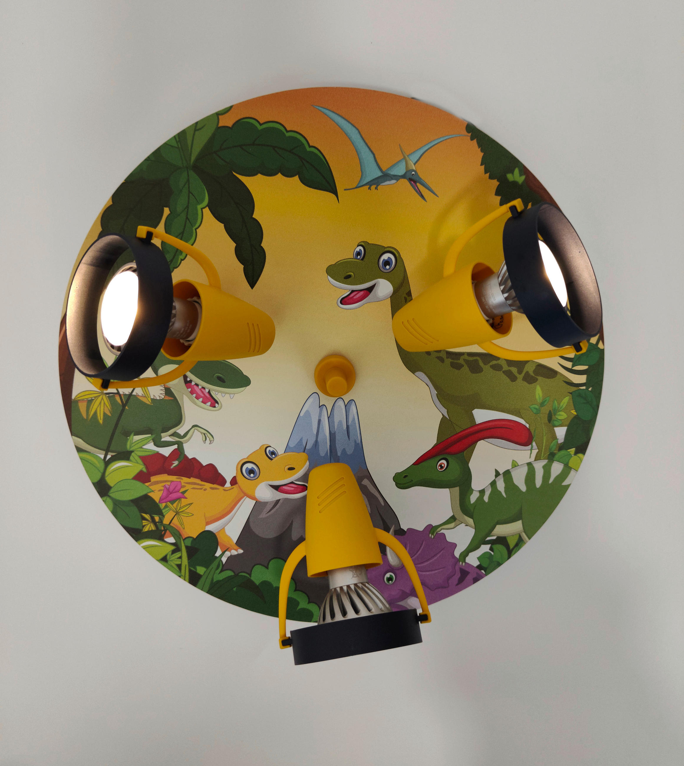 Thumbnail - Kinderdeckenleuchte, Mehrfarbig, Kunststoff, Holzwerkstoff, rund,rund, 35x35x15 cm, verstellbare Spotlights, Lampen & Le...