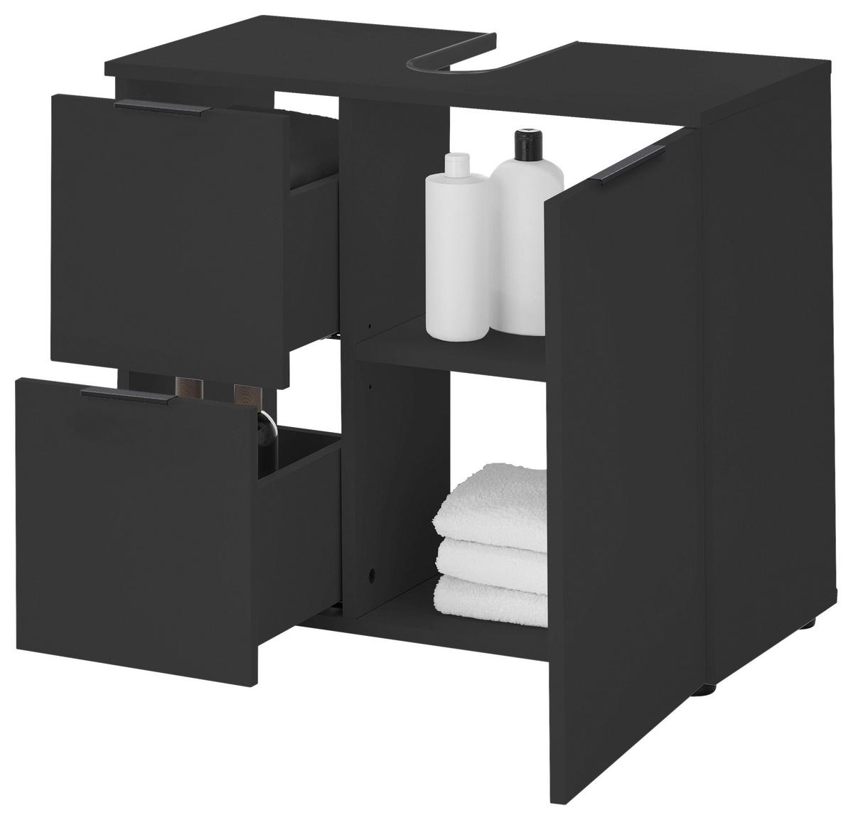 WASCHBECKENUNTERSCHRANK 70/60/35 cm  - Schwarz, KONVENTIONELL, Holzwerkstoff/Kunststoff (70/60/35cm) - Xora
