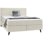 BOXSPRINGBETT 180/200 cm  in Creme  - Creme/Schwarz, KONVENTIONELL, Holz/Textil (180/200cm) - Voleo