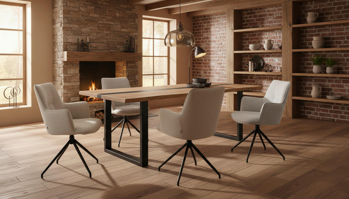 ESSTISCH 220/100/76 cm Echtholz  Holz, Metall rechteckig Akaziefarben  - Schwarz/Akaziefarben, LIFESTYLE, Holz/Metall (220/100/76cm) - Linea Natura