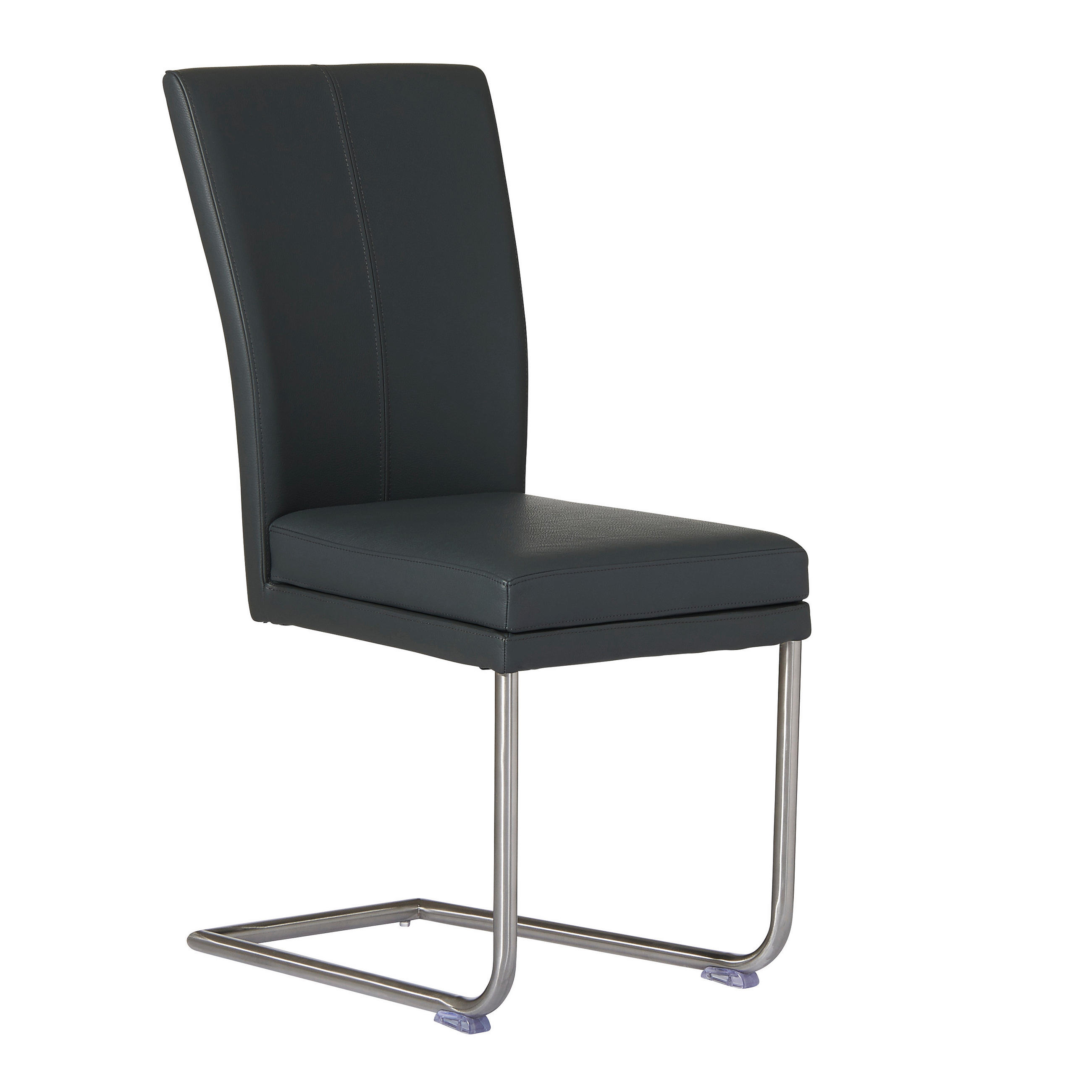 SCHWINGSTUHL  in Edelstahl Echtleder pigmentiert  - Edelstahlfarben/Anthrazit, Design, Leder/Metall (44/98/58cm) - Valdera