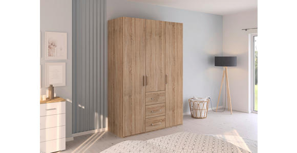 DREHTÜRENSCHRANK 151/223/60 cm,  in Sonoma Eiche, 3-türig  - Silberfarben/Sonoma Eiche, Design, Holzwerkstoff/Kunststoff (151/223/60cm) - Novel