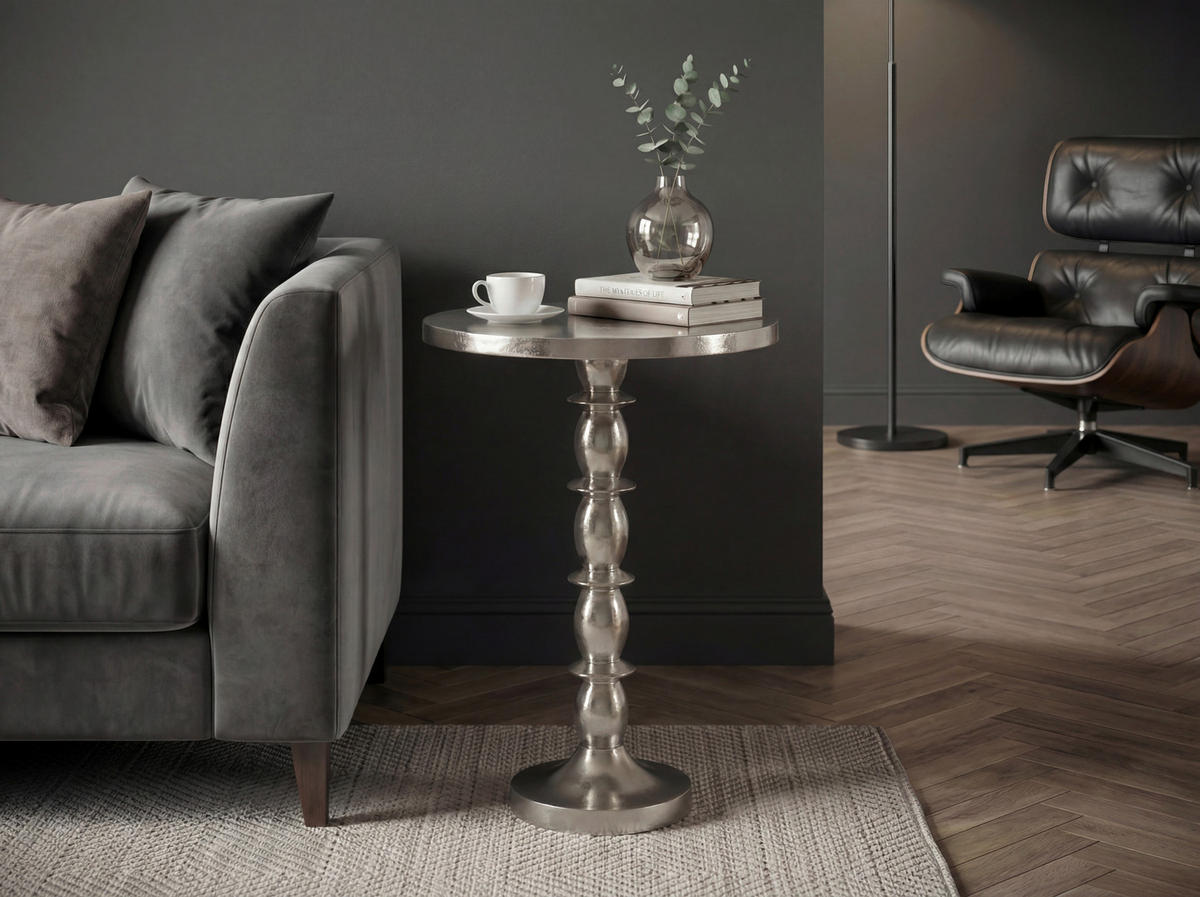 KISASZTAL fém 40/40/56 cm   - ezüstszínű, Design, fém (40/40/56cm) - MID.YOU