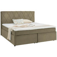 BOXSPRINGBETT 180/200 cm  in Beige  - Beige/Schwarz, Design, Kunststoff/Textil (180/200cm) - Xora