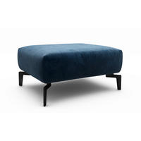 HOCKER Samt Dunkelblau  - Schwarz/Dunkelblau, Design, Textil/Metall (90/70/46cm) - SENSOO