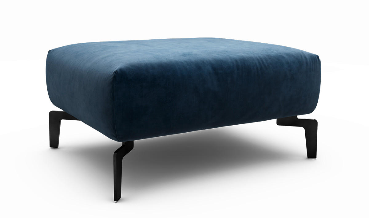 HOCKER Samt Dunkelblau  - Schwarz/Dunkelblau, Design, Textil/Metall (90/70/46cm) - SENSOO