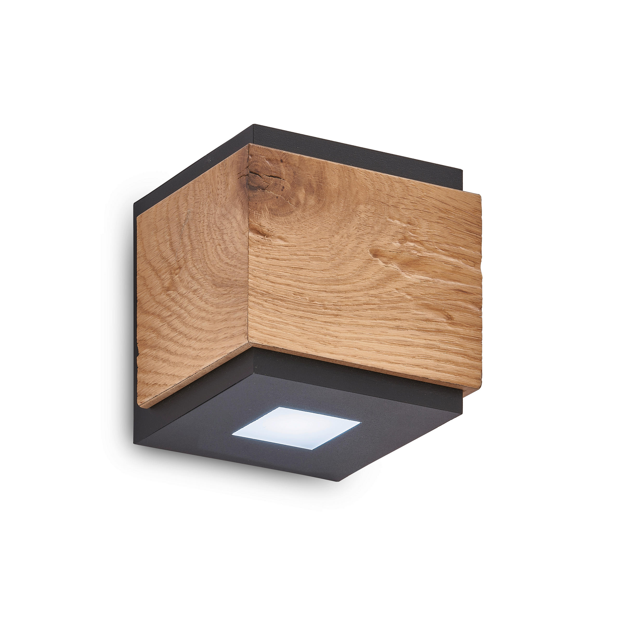 LED-WANDLEUCHTE Form 10/11/11 cm  - Eichefarben/Schwarz, Natur, Holz/Metall (10/11/11cm) - Grossmann