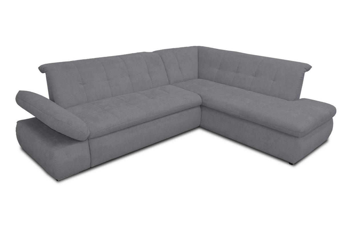 ECKSOFA Dunkelgrau Mikrofaser  - Chromfarben/Dunkelgrau, KONVENTIONELL, Textil/Metall (273/216cm) - MID.YOU