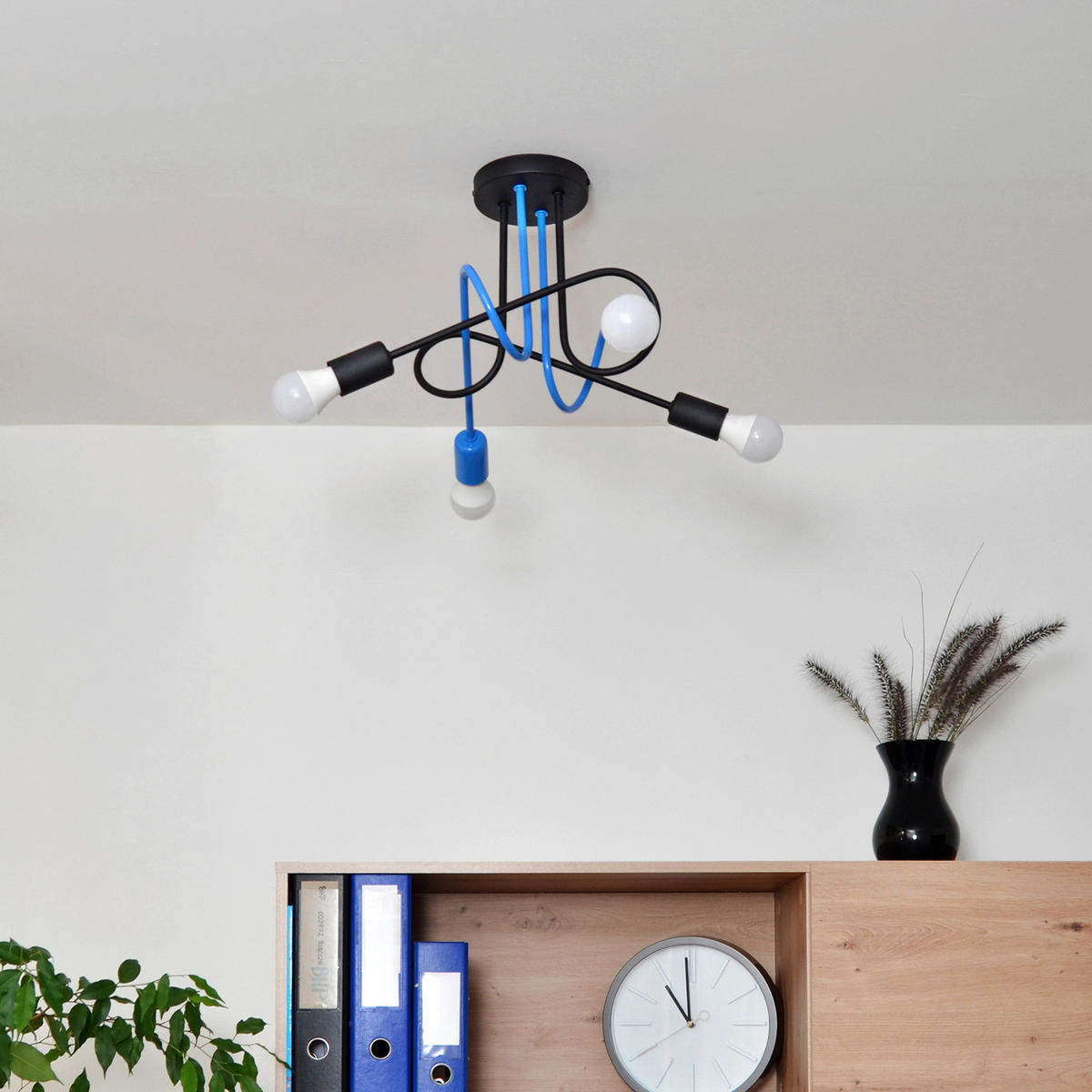 KINDERDECKENLEUCHTE 47/47/30 cm   - Blau/Schwarz, LIFESTYLE, Metall (47/47/30cm)