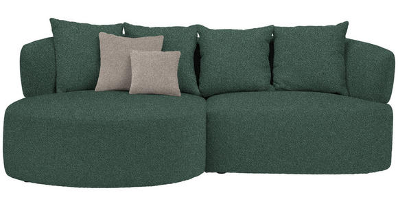 ECKSOFA  in Plüsch Dunkelgrün  166/235 cm  - Dunkelgrün/Graubraun, MODERN, Kunststoff/Textil (166/235cm) - Hom`in