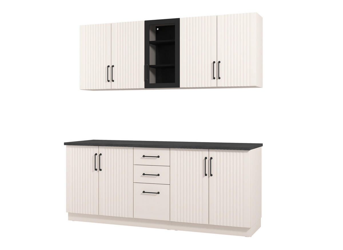 KONYHABLOKK GÉPEK NÉLKÜL 200/51/31/200 cm  - Artisan tölgy/szürke, Basics, faalapú anyag/Üveg (200/51/31/200cm) - Carryhome