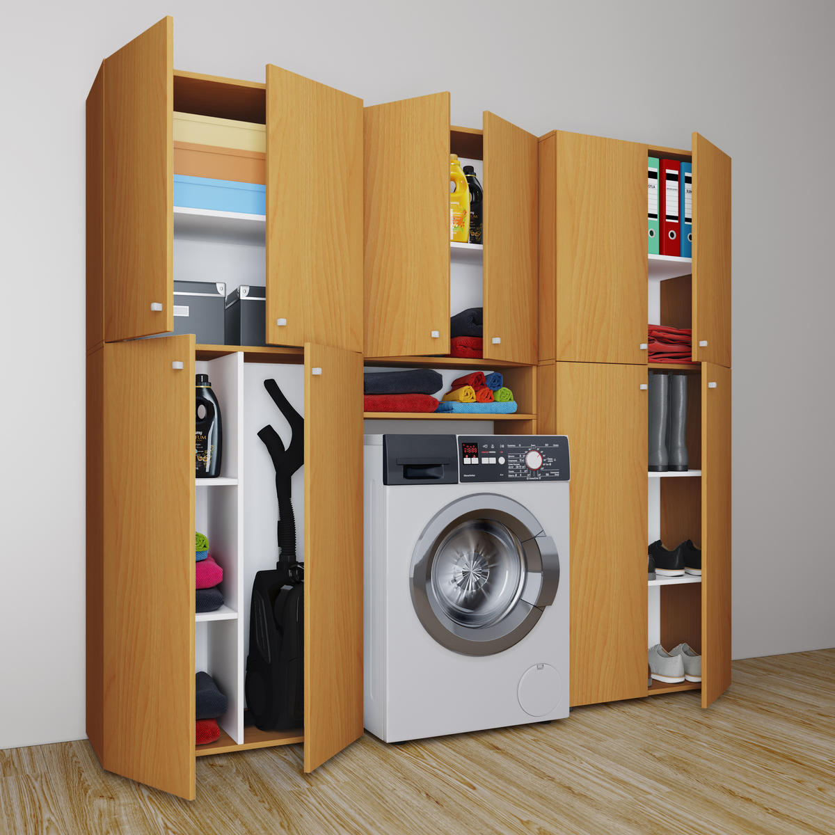 MEHRZWECKSCHRANK 70/182/37 cm  - Buchefarben/Weiß, KONVENTIONELL, Holzwerkstoff (70/182/37cm) - MID.YOU