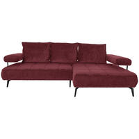 ECKSOFA Webstoff Bordeaux  - Bordeaux/Schwarz, Design, Textil/Metall (266/180cm) - Welnova