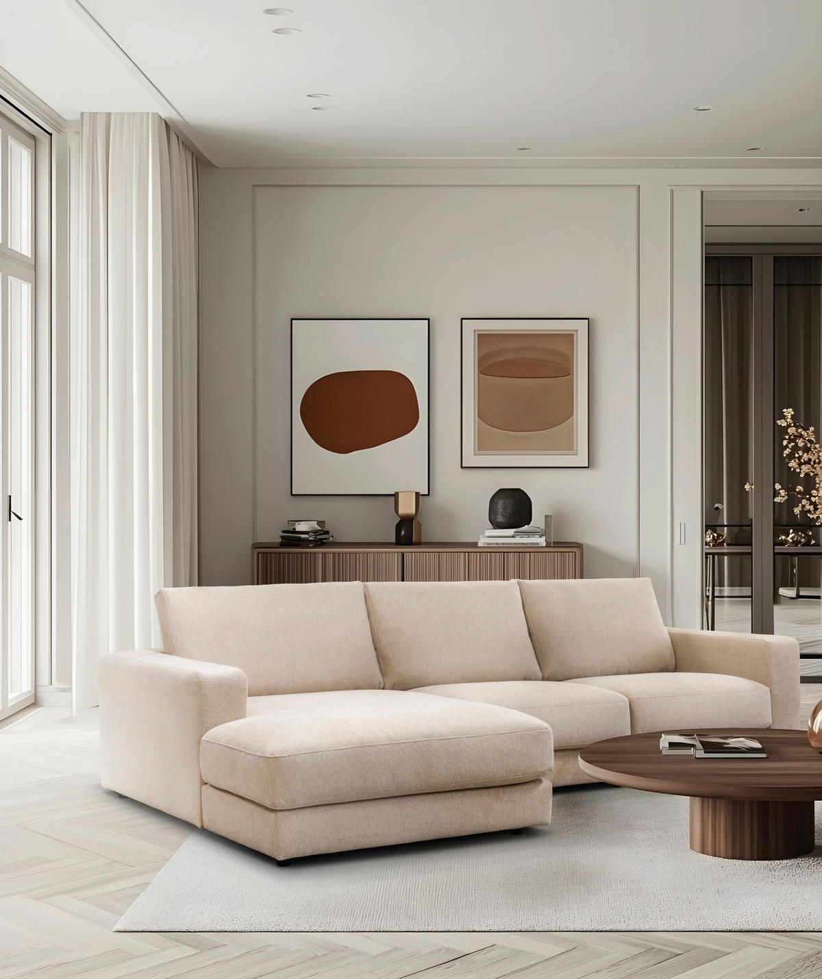 ECKSOFA VIGO Beige  - Beige/Schwarz, Design, Textil (172/303cm) - MID.YOU