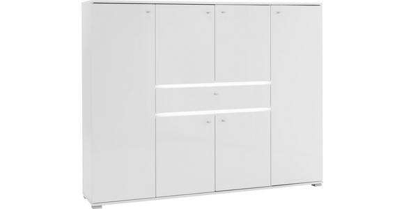 SCHUHSCHRANK 160/127/34 cm - Alufarben/Weiß, Design, Holzwerkstoff/Metall (160/127/34cm) - Voleo