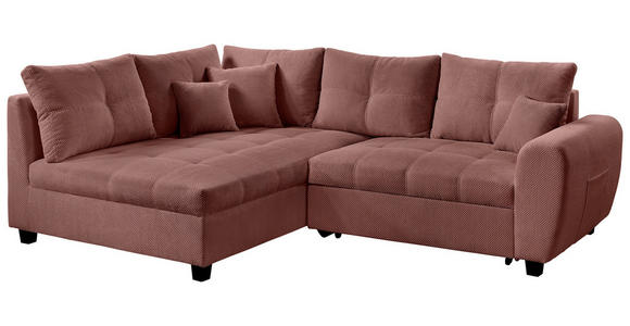 ECKSOFA Altrosa Plüsch  - Schwarz/Altrosa, KONVENTIONELL, Kunststoff/Textil (175/249cm) - Carryhome