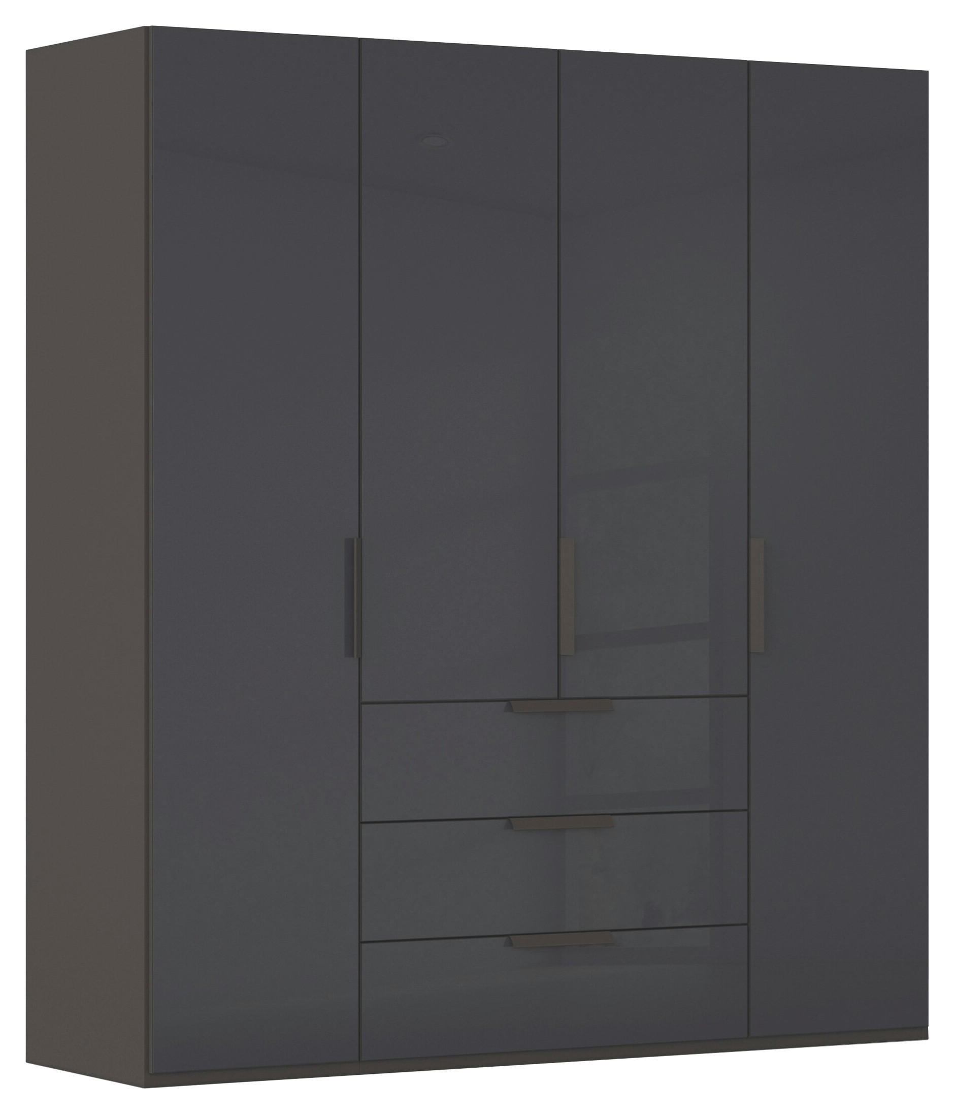 DREHTÜRENSCHRANK 201/235/61 cm,  in Graphitfarben, 4-türig  - Graphitfarben, Basics, Glas/Holzwerkstoff (201/235/61cm) - Novel