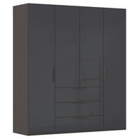 DREHTÜRENSCHRANK 201/223/61 cm,  in Graphitfarben, 4-türig  - Graphitfarben, Basics, Glas/Holzwerkstoff (201/223/61cm) - Novel