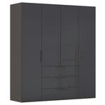 DREHTÜRENSCHRANK 201/223/61 cm,  in Graphitfarben, 4-türig  - Graphitfarben, Basics, Glas/Holzwerkstoff (201/223/61cm) - Novel