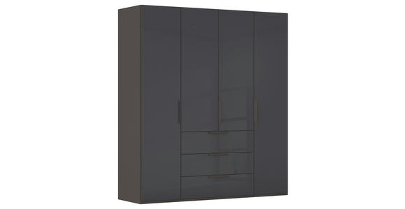 DREHTÜRENSCHRANK 201/223/61 cm,  in Graphitfarben, 4-türig  - Graphitfarben, Basics, Glas/Holzwerkstoff (201/223/61cm) - Novel