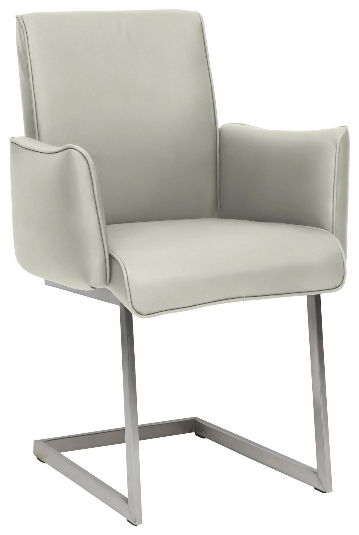 ARMLEHNSTUHL  in Stahl Mikrofaser  - Edelstahlfarben/Hellgrau, Design, Holzwerkstoff/Textil (63/91/60cm) - Dieter Knoll