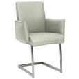 ARMLEHNSTUHL , , Mikrofaser  - Edelstahlfarben/Hellgrau, Design, Holzwerkstoff/Textil (63/91/60cm) - Dieter Knoll