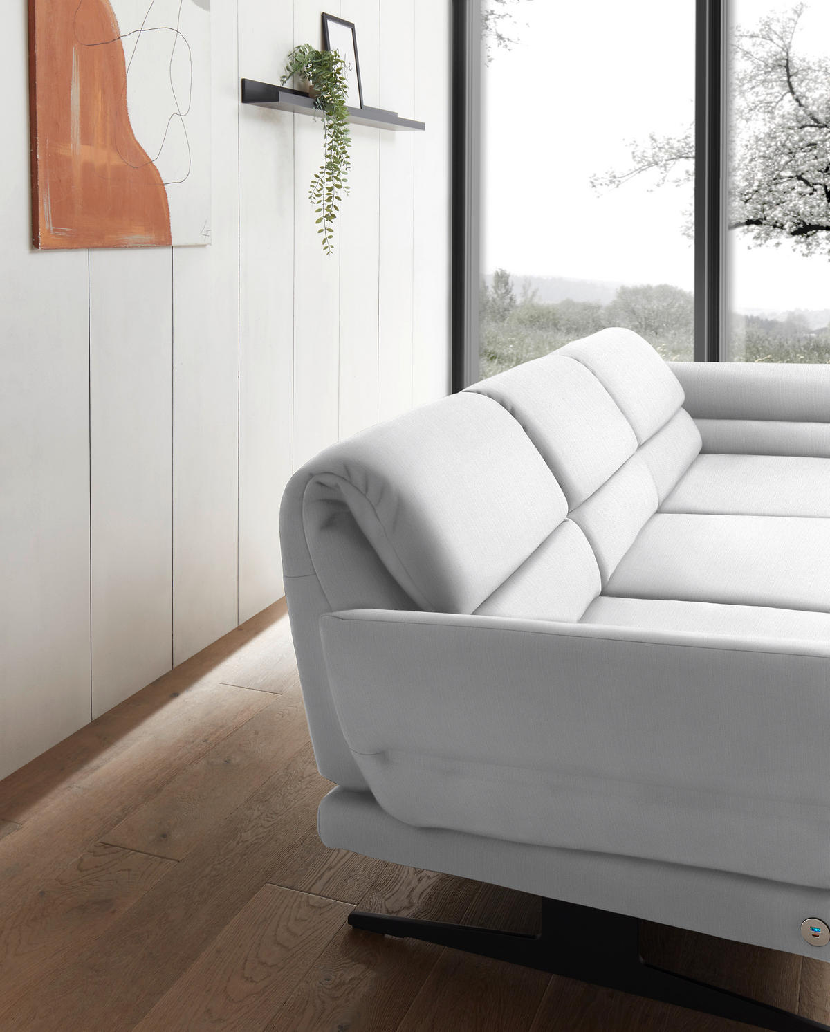 ECKSOFA in Flachgewebe Creme  279-327/176-217 cm  - Creme/Schwarz, Design, Textil/Metall (279-327/176-217cm) - Dieter Knoll