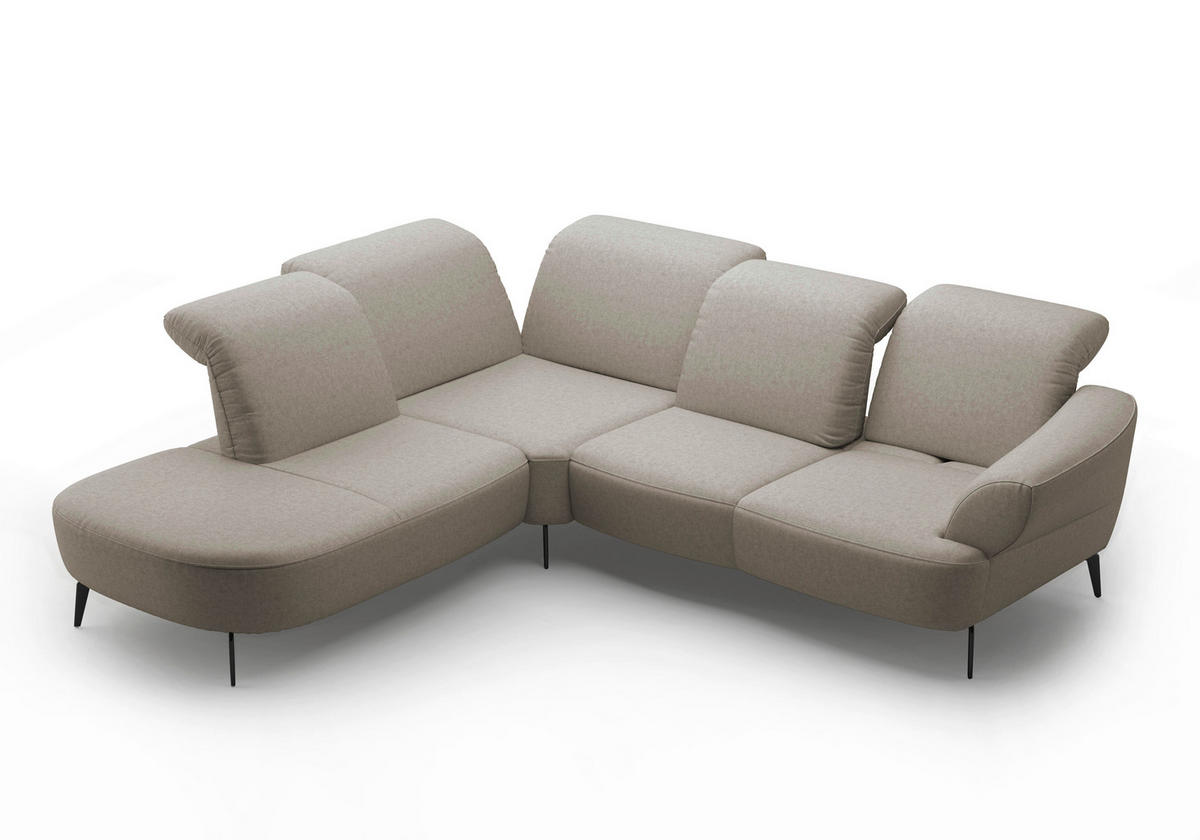 ECKSOFA DANCE E Taupe Flachgewebe  - Taupe/Schwarz, MODERN, Textil/Metall (270/302cm) - Sit & More